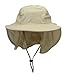 lenikis Unisex Outdoor Activities UV Protecting Sun Hats with Neck Flap Khaki