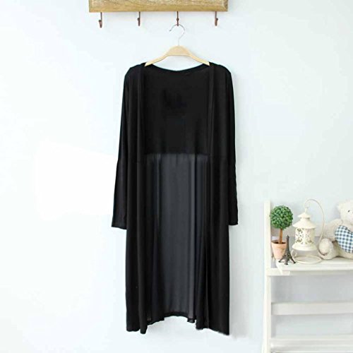 Snowfoller Clearance Women Long-Sleeved Cardigan Jacket Bohemian Style Beach Chiffon Long Cover UPS Kimono Coat Tops (Free Size, Black) - Thumbnail 7