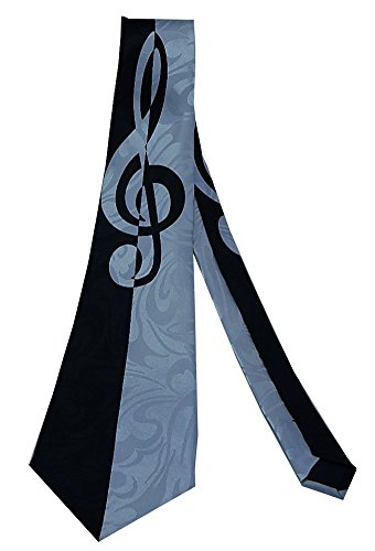 Steven Harris Men's Bold Treble Clef Neck Tie One Size Navy Blue