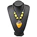 SUMAJU Pendant Beaded Necklace, Vintage Big Charms Drop Heart Shape Pendant Wood Beaded Enamel Collar Statement Necklace