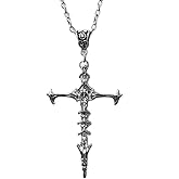 ZDPIQ Gothic Cross Skull Necklace for Women Men Y2K Punk Skeleton Pendant Choker with Faith Strength Symbolism Goth Emo Jewelry for Halloween Cosplay Birthdays