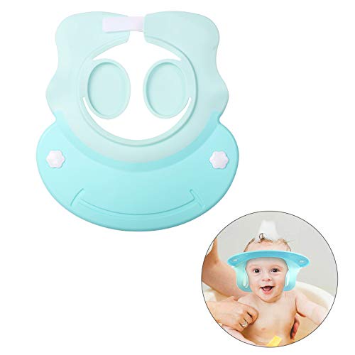 Baby Shower Cap KATOOM Shampoo Shower Cap Bathing Protector Wash Hair Shield Adjustable Visor Hat with Ear Protection for Toddler Kids Children (Blue) - Thumbnail 7