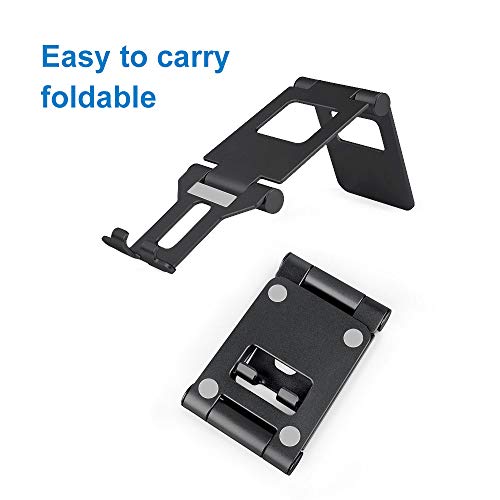 Smyidel Desk Phone Holder Multi-Angle Foldable Adjustable Cell Phone Tablet Desk Stand Mount Holder for Cellphones iPhone Samsung and Tablet (Black)
