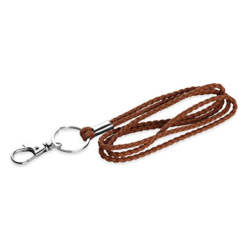Office Lanyard, PLENTY 2PCS Handmade PU Leather Necklace Lanyard with Strong Clip and Keychain for Keys, ID Badge Holder, Camera, Cell Phone, iPod MP3 MP4, USB Flash Drive (Black+Brown) - Thumbnail 6