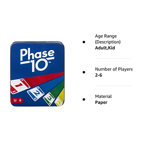 Mattel Games Phase 10 Card Game for Families, Adults and Kids