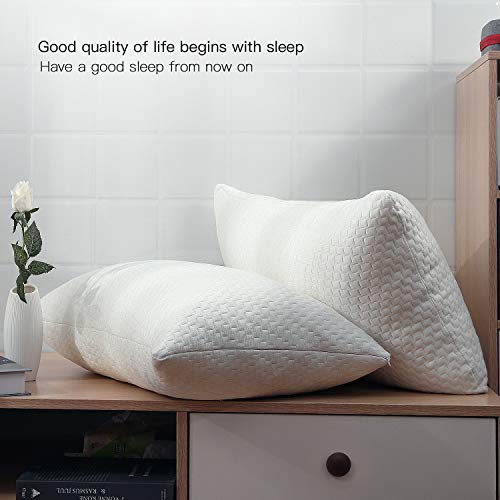 Fond Dream Hypoallergenic Memory Foam Bed Pillow Bamboo Queen Size Ivory Adjustable Loft Shredded Pillow for Home,Hotel Sleeping CertiPUR-US Certified (Single) - 28\'\'x 20\'\'