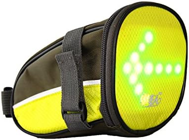 BIKEMAN Water Resistant Nylon Bike Tail Bag Rear Bag with LED Warning Signal Light & Remote Control (Yellow)