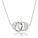Bling Jewelry Romantic Delicate Working Lock CZ Accent Handcuff Necklace Pendant For Women .925 Sterling Silver