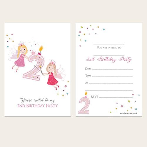 The Card Gallery Kids Invitations - Girls 2nd Birthday Fairy - Pack of 10 (633)