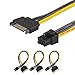 J&D 3-Pack SATA 15 Pin to 6 Pin PCI Express (PCIe) Graphics Video Card Power Cable Adapter (20 cm) primary