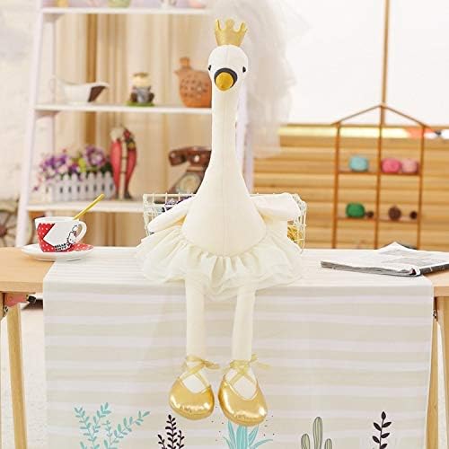 JEWH Swan Plush Toys - Cute Flamingo Doll - Stuffed Soft Animal - Doll Ballet swan with Crown - Toy Gift for Girl [1PC 35CM] ( White)