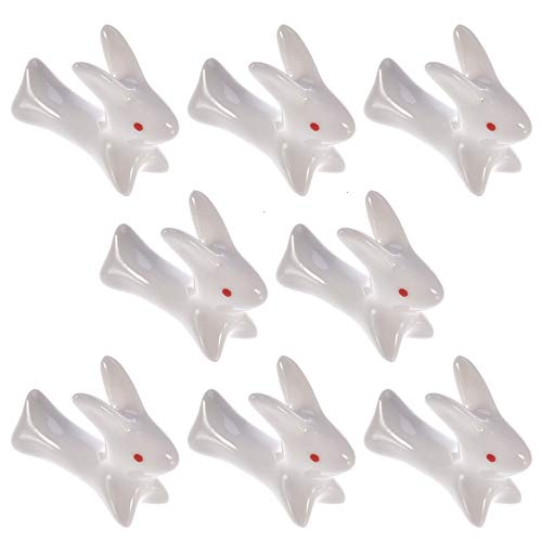 Chopstick Rest, 8 Pack Chopstick Holder Ceramic Cute Rabbit Shape Chopsticks Stand Spoon Fork Knife Utensil Rest - Thumbnail 5
