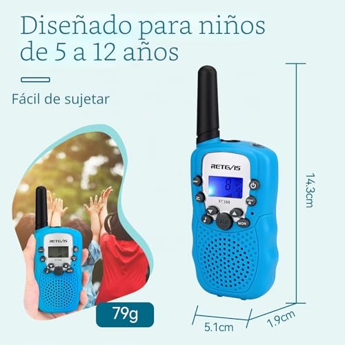 Retevis RT388 Kids Walkie Talkie PMR446 8 Channels Flashlight VOX Walkie Talkie Kids Boys Girls Childrens Walkie Talkie for Garden Toys Hiking Camping and Other Outdoor Activities(Sky Blue,1 Pair)