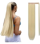 Sofeiyan Long Straight Ponytail Extension 28 inch Wrap Around Ponytail Synthetic Hair Extensions ...