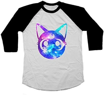 Lockeroom7 Raglan Luna Cat Galaxy Sailor Moon Shirt 3/4 Sleeve T-Shirt (L)