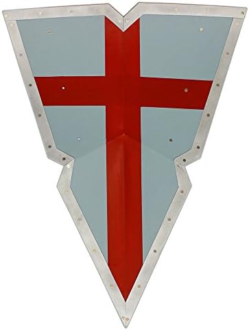 VikingKnights Steel Holy Cross Crusader Kite Shield Metal Templar Heater Medieval