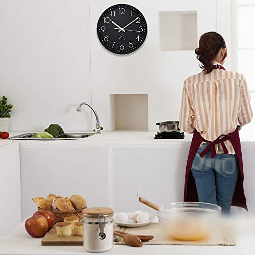 DreamSky 12Inch Large Wall Clock, NonTicking Silent Decorative Indoor Kitchen Living Room