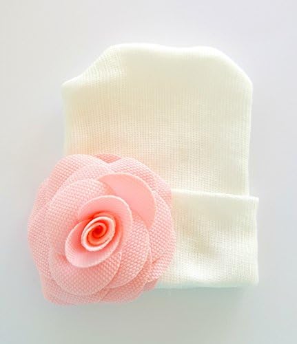 MyPreciousBeanie, Newborn Girl Beanie, Baby Beanie, Newborn Hat, Baby Girl Hat, Pink Fabric Rose