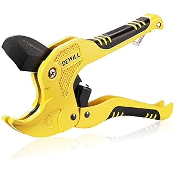 DEWILL Ratchet-type Pipe and PVC Cutter, One-hand Fast Pipe Cutting Tool, for Cutting1-5/8 inch PVC PPR Plastic Hoses and Pipe, Suitable for Home Working and Plumber