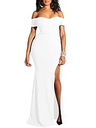 YMDUCH Women's Off Shoulder High Split Long Formal