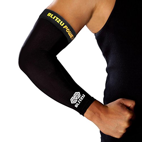 Elbow Compression Sleeve (1 Pair) Blitzu POWER + Biceps Arm Brace