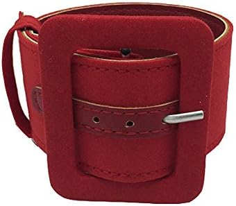 Yifei Leather Buckle-Fastening Ankle Straps Wrist Belt Leather Bracelet,Red Color,1pcs
