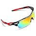Ewin E01 Polarized Sports Sunglasses with 3 Interchangeable Lenses for Men Women Golf Baseball Volleyball Fishing Cycling Driving Running Glasses(Black&Red)