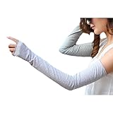 Cotton Outdoor Sunscreen Clothing Women Gloves Breathable Sun Protective Sleeves-Gray