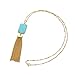 Monily Tassels Necklace Faux Stone with CZ Chevron V Shape Long Statement Necklace for Women