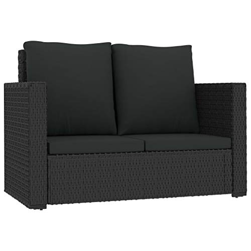 Tidyard Gartensofa 2 Sitzer Poly Rattan mit Auflage und Klappbare
