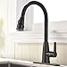Friho Commercial High Arch Antique Brass Single Lever Lead Free Pull Down Pull Out Spray Oil Rubbed Bronze Kitchen Sink Faucet, ORB Kitchen Faucets With Deck Plate