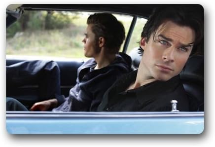 Stefan And Damon Salvatore The Vampire Diaries Custom Outdoor Indoor Doormat Personalized Design Machine-Wahable Neoprene Rubber Doormat 23.6x15.7 Inch