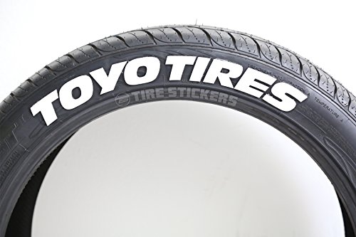 Tire Stickers Toyo Tires Tyre Lettering Add-On Car Accessory - DIY Kit with Glue & 2oz Touch-Up Cleaner / 17-18 Inch Wheels / 1.25 Inches/White / 4 Pack - Thumbnail 6
