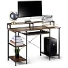 Computer Desk with Storage Shelves and Keyboard Tray, Hutch Shelf Monitor Stand, 47 Inch Studying Writing Desk, Working…