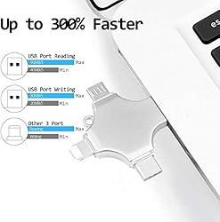 Yiracy USB Flash Drive 3.0 256GB 4 in 1 Photo Stick