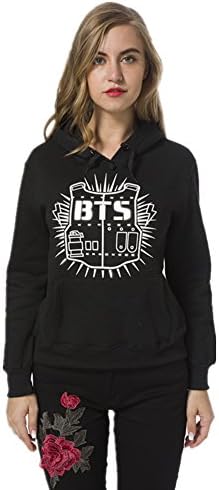 SLLSKY Women's Printed BTS Sweatshirts Casual Hoodies Black XX-Large