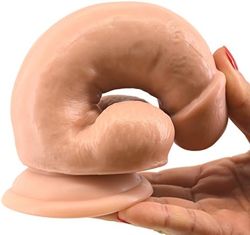 7.67 Inch Beginners Thick Soft Head with Strong Suction Cup and Lifelike Skin Color and Feeling Female Male Gift Choice and Massage Wand