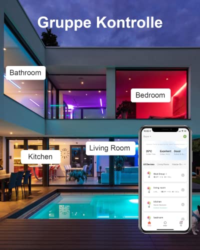 Smart Lampe WOOX Alexa Glühbirne E27, Wlan Smart Lampe mit App, 10W Warmweiß Kaltweiß Lampe, RGB Leuchtmittel, Mehrfarbige Dimmbare Glühbirne,Sprachsteuerung mit Alexa, 2 Stück