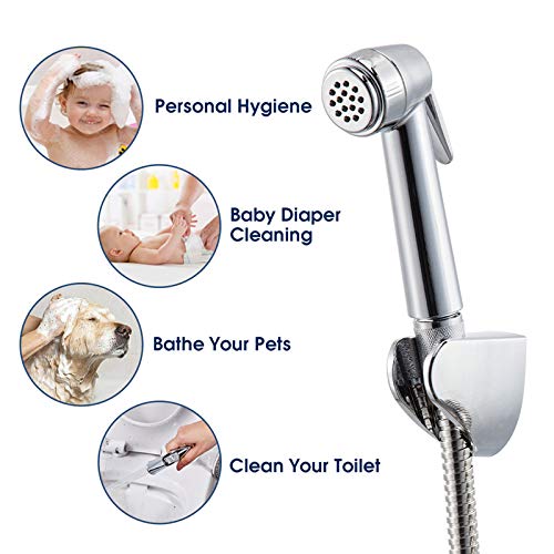 JOMOO Paperless Washing Shattaf Head, Handheld Bidet Sprayer for Toilet Diaper Sprayer with Wall Base and Hose, Bidet Spray Bottom Cleaner Spray