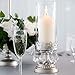 Amalfi Décor Antique Silver Metal Candle Holder with Glass Hurricane Vase, Crystal Draped Pillar Stand Accent Display
