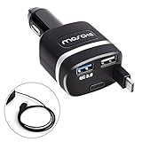 Type C Car Charger - Retractable Quick Charge 3.0 Car Charger with 2.9 ft USB Cable for Galaxy S8, S8 Plus LG G6, G5, HTC 10, Samsung, iPhone, iPad and more