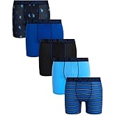 U.S. Polo Assn. Mens Boxer Briefs - 5 Pack 6'' Inseam Cotton Breathable Mens Underwear Boxer Shorts Pack with Contour Pouch