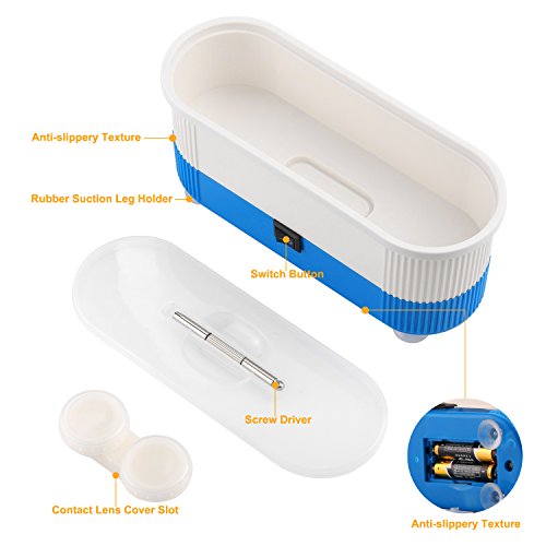 Ultrasonic Cleaner, Myriann Mini Cleaning Machine 300ml Tank for Jewelry Eyeglass Watches Business Commercial Home Use (Blue)