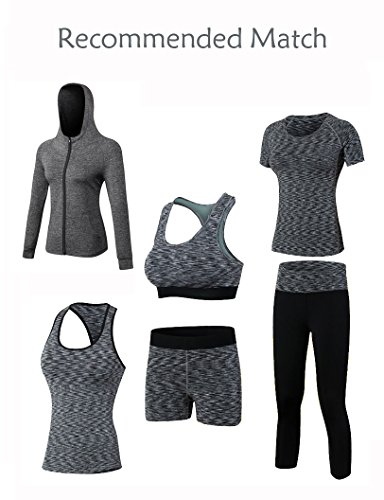 DZRZVD Womens Active Running Yoga Workout Sports Long Sleeve Full-Zip Jacket Grey Large