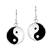AeraVida Yin and Yang Life Balance .925 Sterling Silver Dangle Earrings | Yin Yang Dangle Earrings | Black Stone Dangle Earrings for Women | Pure Silver Earrings