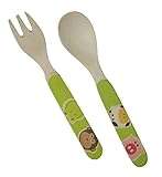 Ecobamboo Ware Kids/Babies/Toddlers Bamboo Utensil Set, Fork and Spoon, Animal Theme