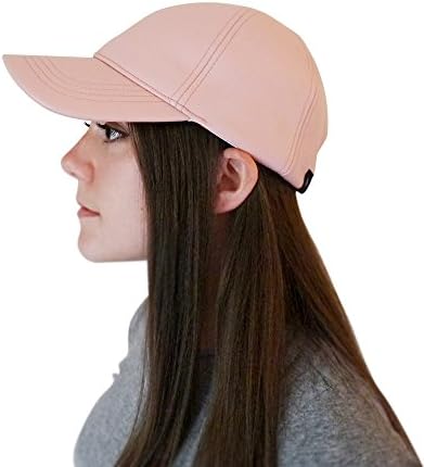 MAISON DE COCO Unisex Premium Leather Low-Profile Plain Baseball Cap Hat (Dusty Pink)