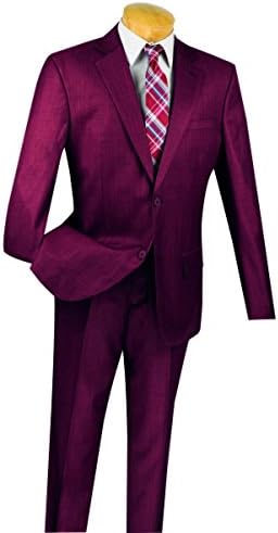 Fortini 100% Wool 2 Botton Single Breated Slim Fit Suit 2WRK-1-Burgundy-54R