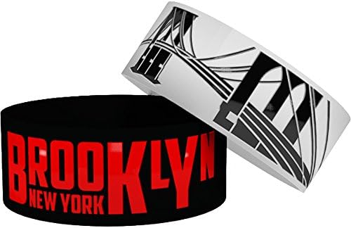 Geo Bands 2 Brooklyn NY Wristbands with Bonus Storage Cases • Silicone Rubber Wristbands/Baller Bands (1 inch Wide)