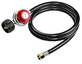DOZYANT 4 Feet High Pressure Propane 0-20 PSI Adjustable Regulator with 4FT QCC1/Type1 Hose - Fits for Propane Burner Turkey Fryer Smoker and More Appliances - Safety Certified